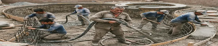 Professional steel rebar structure and concrete grid foundation